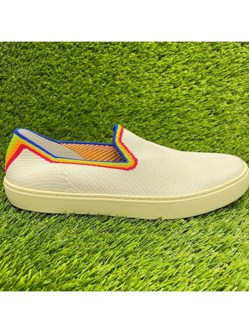 Rothy's The Original Rainbow Womens Size 10 White Casual Knit Slip On Shoes